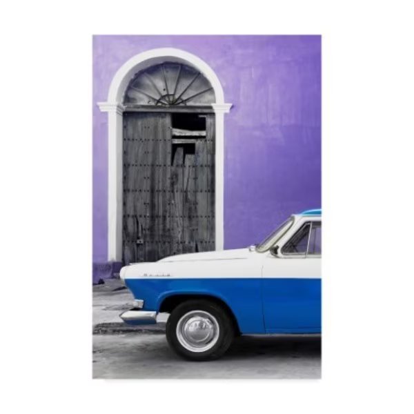Philippe Hugonnard 'Classic Car White and Blue' Canvas Art, 12x19, Trademark Fine Art, Mfr#: PH01193-C1219GG